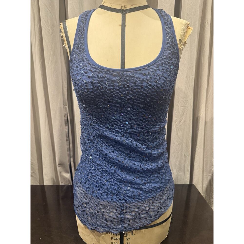 Ann Ferriday Drape Embroidered Pucker Sequin And Lace Top S /M